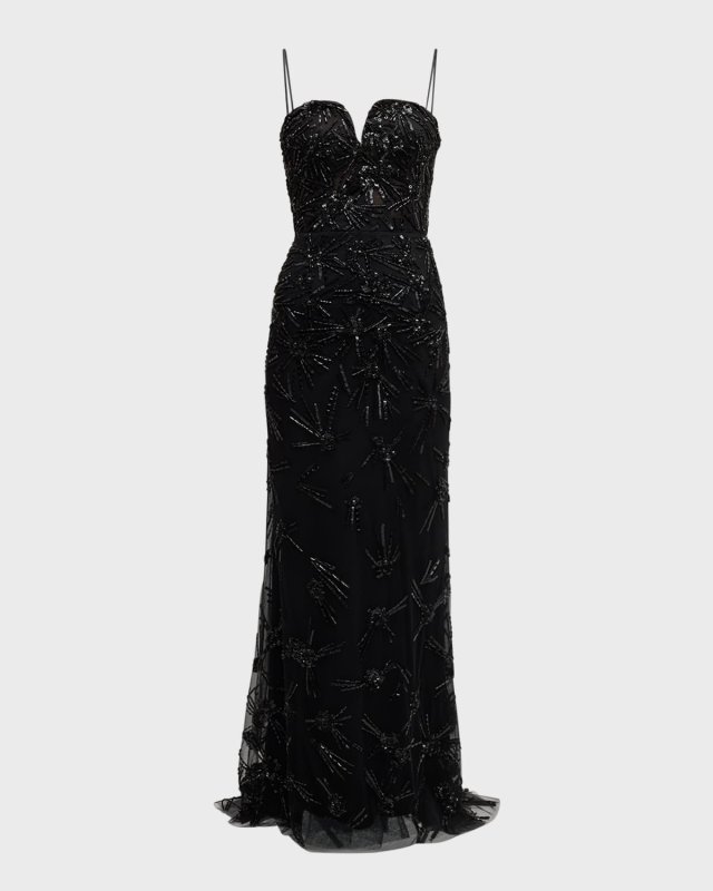 Sunray Bead Embellished Strapless Mermaid Gown