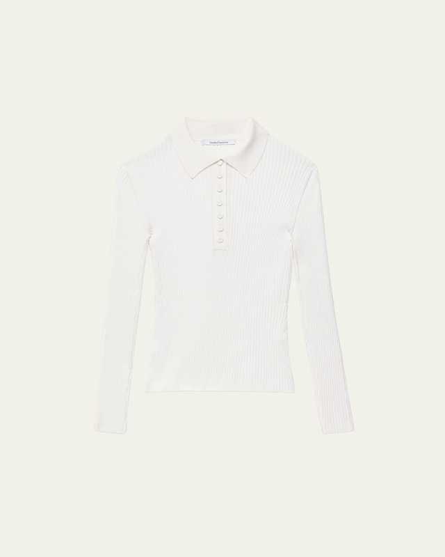 Ribbed Knit Polo Top
