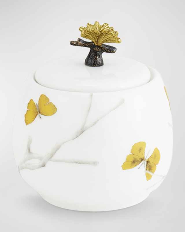 Butterfly Ginkgo Porcelain Sugar Pot, 8.5 oz.