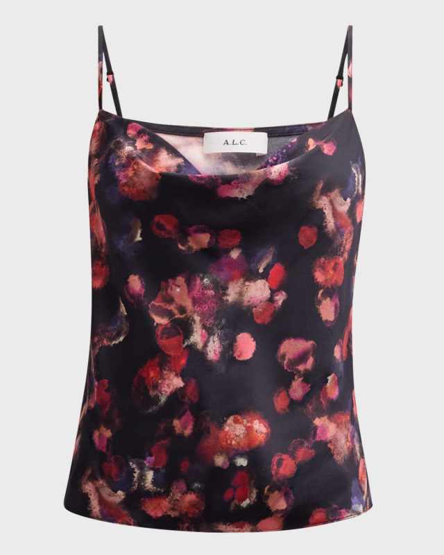 Amber Floral Cowl-Neck Top