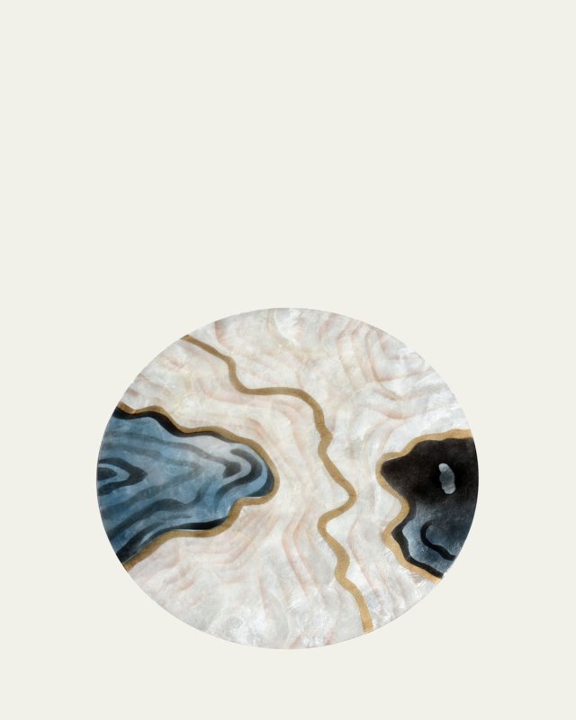 Blue Pearl and Earth Tone Pure Shell Round Placemat