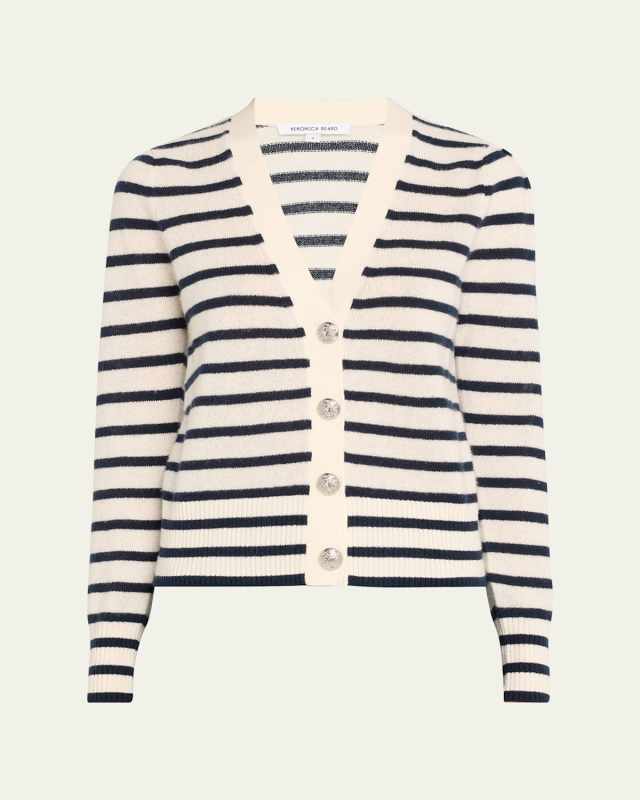 Solene Stripe Cashmere Cardigan