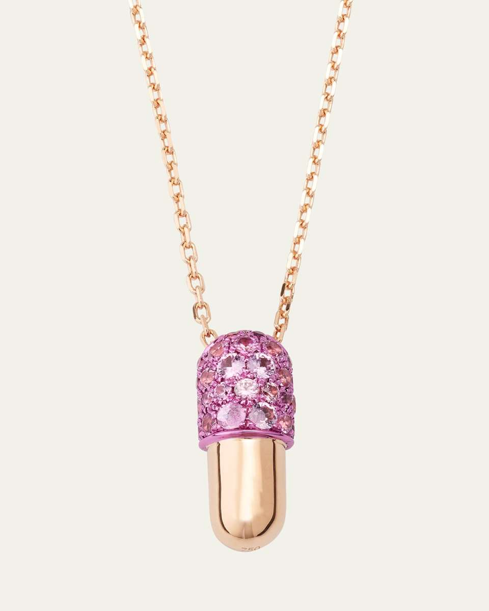 18K Rose Gold Pink Sapphire Pendant Necklace