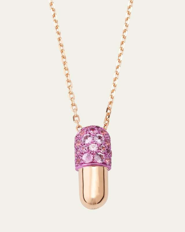18K Rose Gold Pink Sapphire Pendant Necklace