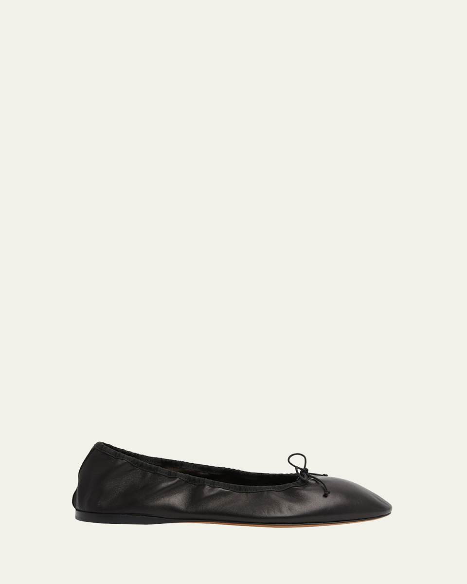 Awar Leather Bow Ballerina Flats