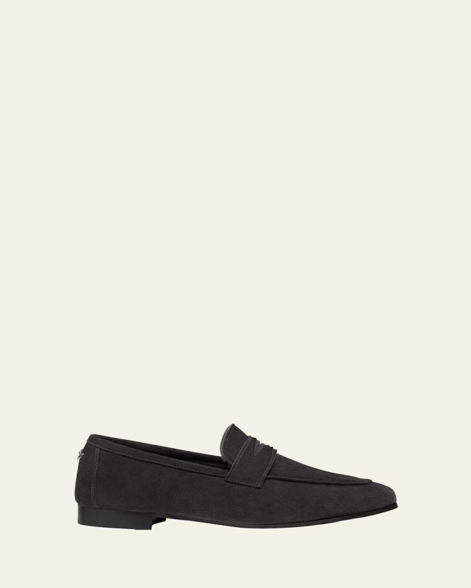 Flaneur Suede Shearling Penny Loafers