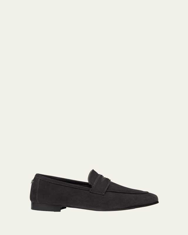Flaneur Suede Shearling Penny Loafers
