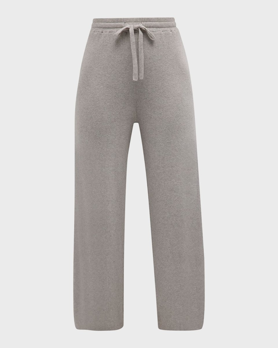 Cotton Cashmere Cropped Wide-Leg Pants