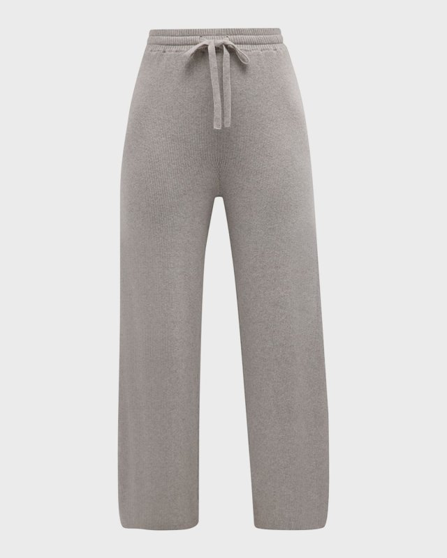 Cotton Cashmere Cropped Wide-Leg Pants