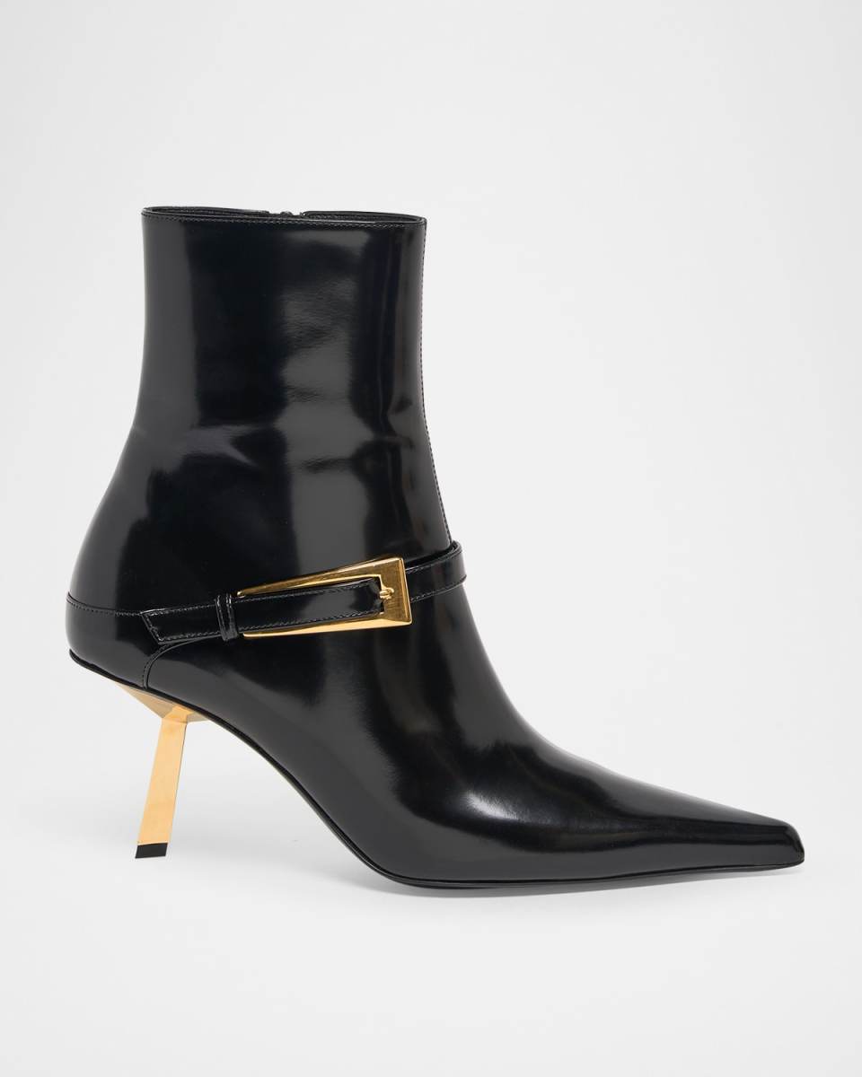 Lee Patent Buckle Stiletto Booties