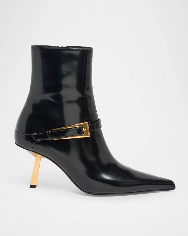 Lee Patent Buckle Stiletto Booties