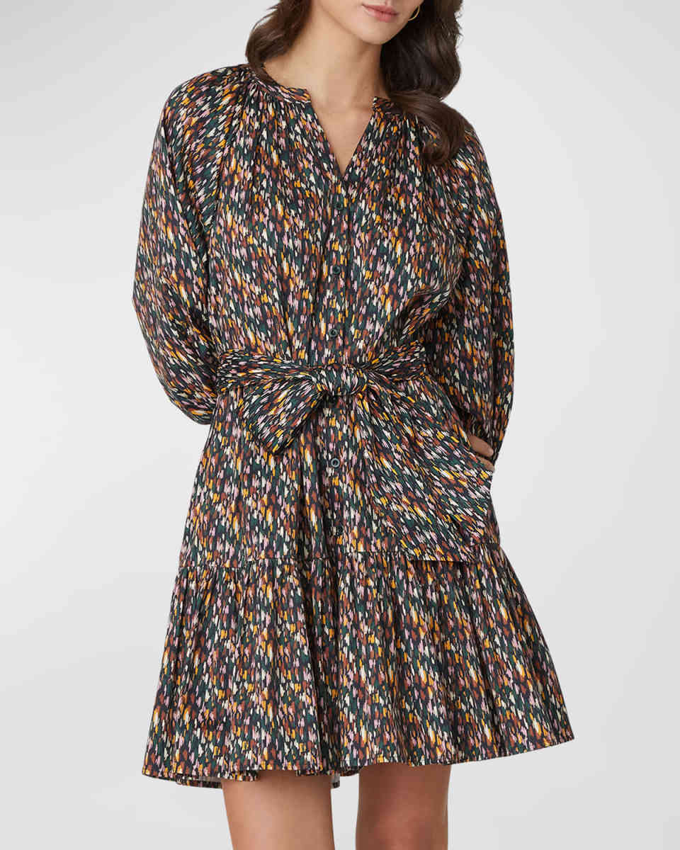 Esmae Abstract-Print Flounce Mini Dress