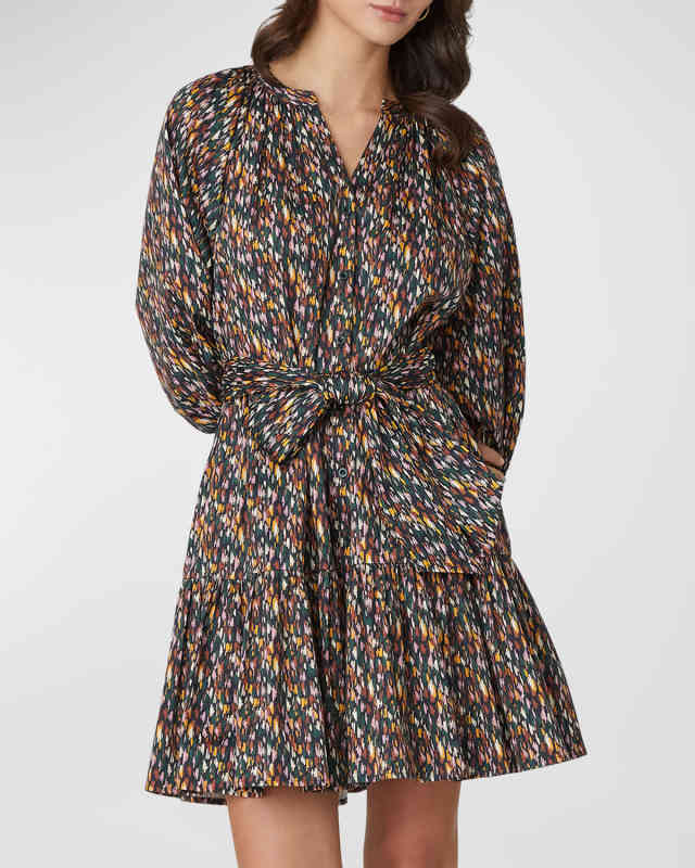 Esmae Abstract-Print Flounce Mini Dress