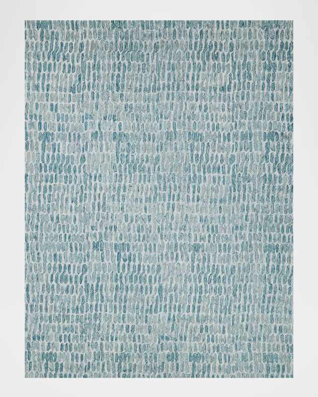 Ink Blot Hand-Tufted Turquoise Rug, 5' x 8'