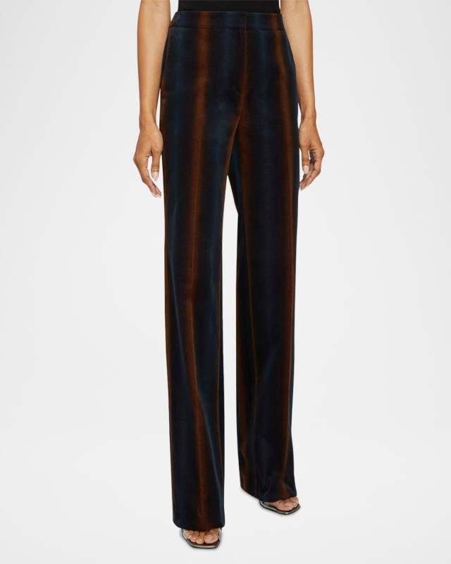Prima Straight-Leg Striped Velvet Pants