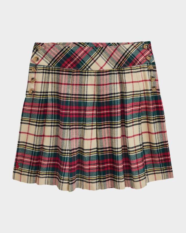 Girl's Plaid-Print Pleated Skirt, Size 7-