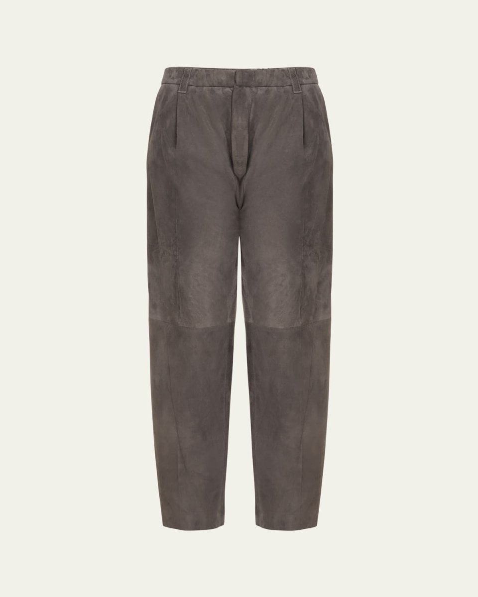 Suede Tapered Ankle Pants