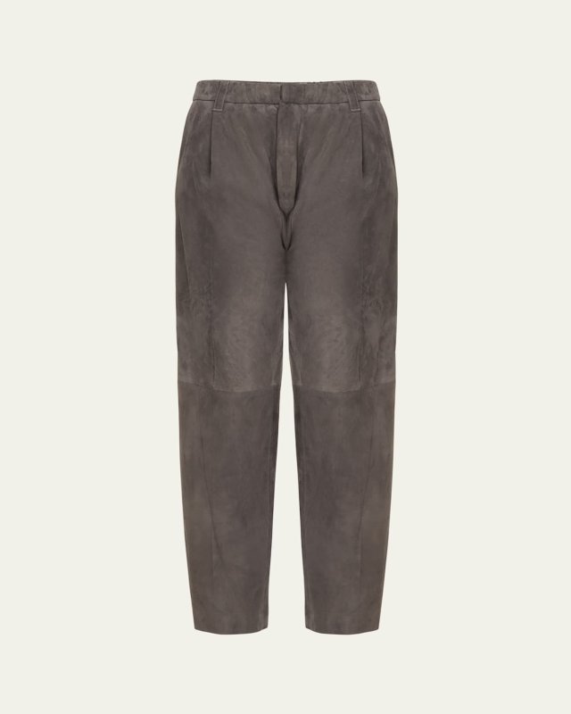 Suede Tapered Ankle Pants