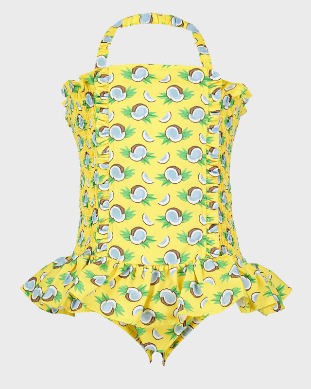 Girl's Coconut Ruched Swimsuit, Size 2-10