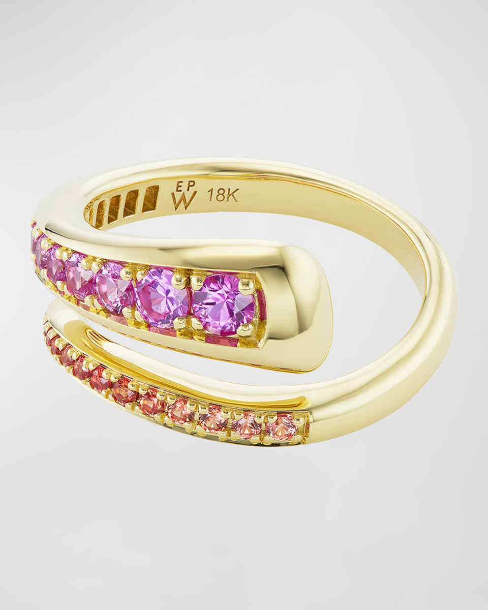 Wrap Ring in 18K Yellow Gold and Pink Sapphires