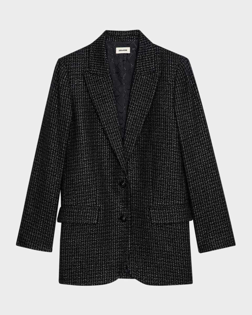 Viva Shimmer Tweed Single-Breasted Blazer