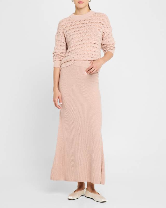Ribbed Wool-Cashmere Midi Skirt