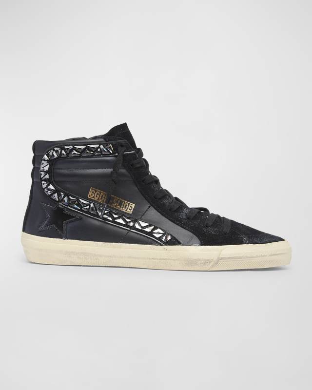Slide Crystal Suede & Leather Sneakers