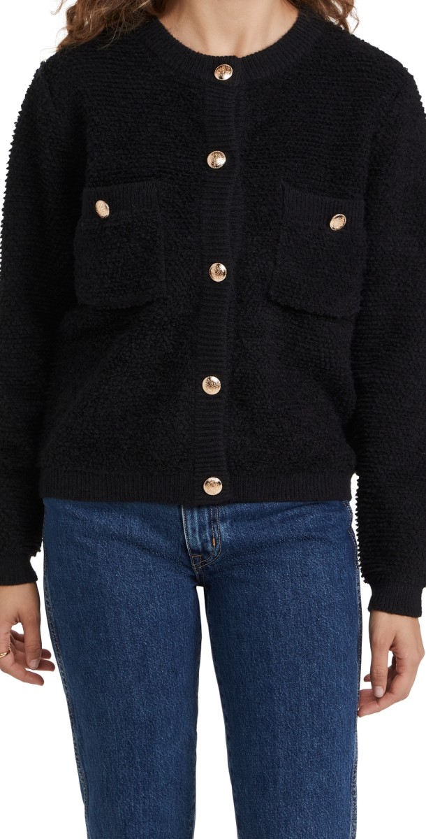Line & Dot Khloe Boucle Cardigan Black