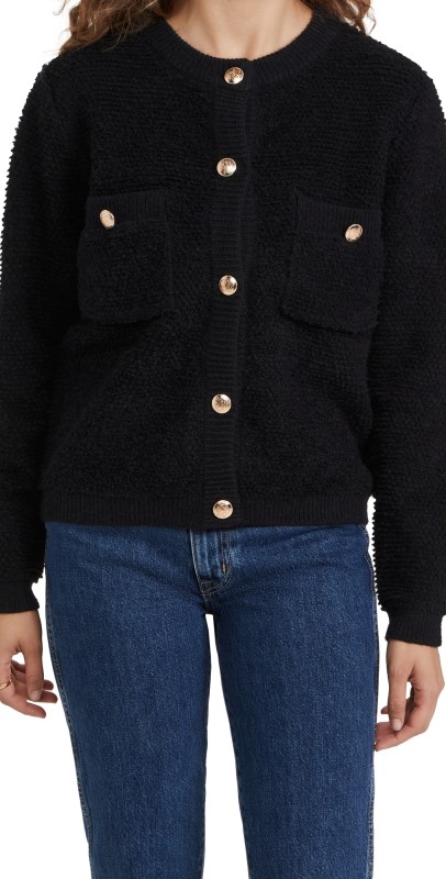 Line & Dot Khloe Boucle Cardigan Black
