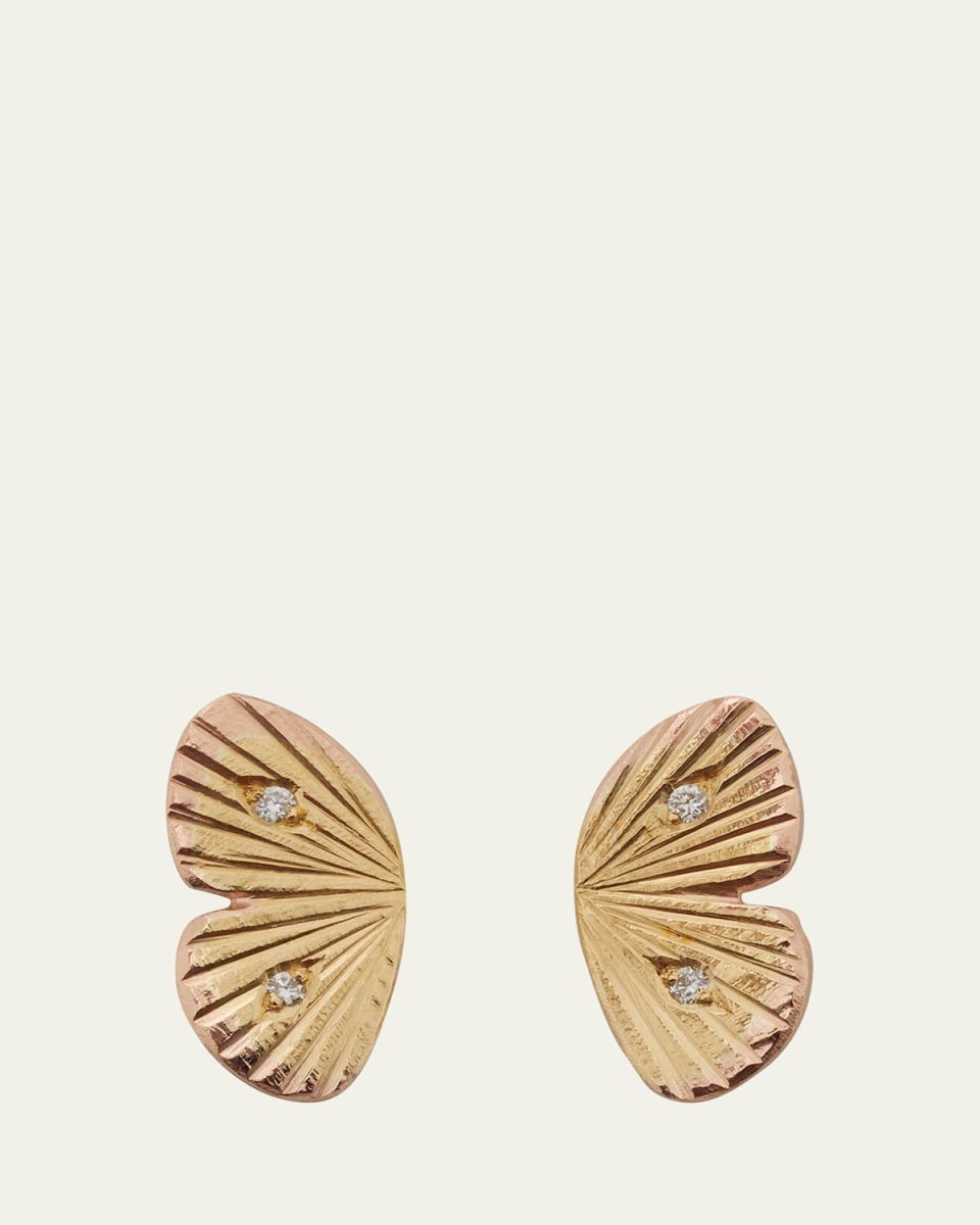 Baby Asterope Diamond Stud Earrings in 18k Yellow Gold with White Diamonds