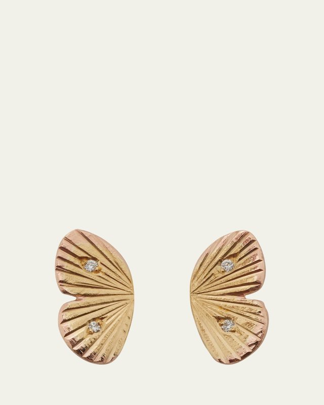 Baby Asterope Diamond Stud Earrings in 18k Yellow Gold with White Diamonds