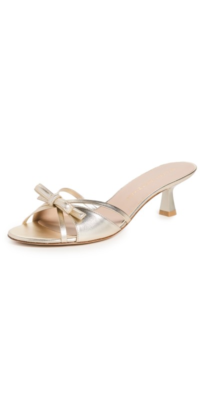 Stuart Weitzman Felicity Bow 50mm Slides Platino