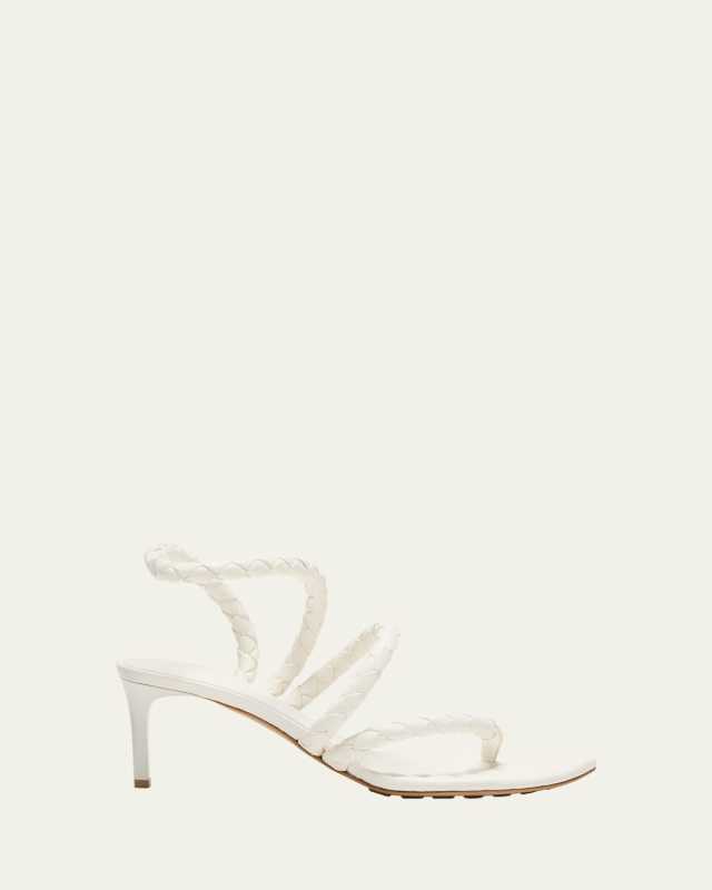 Leaf Braided Leather Stiletto Sandals