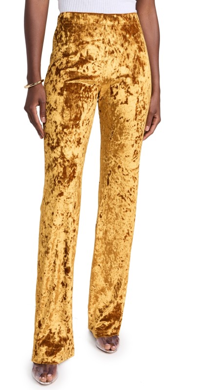 BruceGlen Crushed Velvet Wideleg Pants Gold