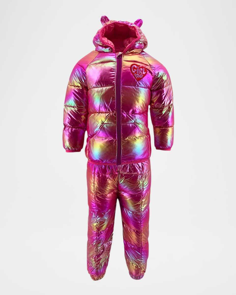 Girl's Rainbow Metallic Two-Piece Snow Set, Size 2-