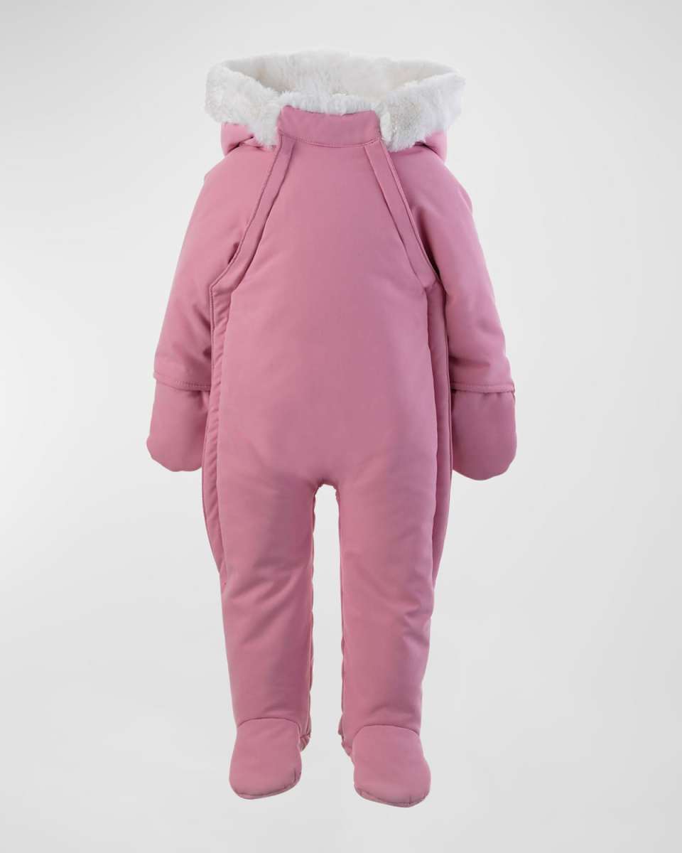 Girl's Faux Fur Padded Snowsuit, Size Newborn-12