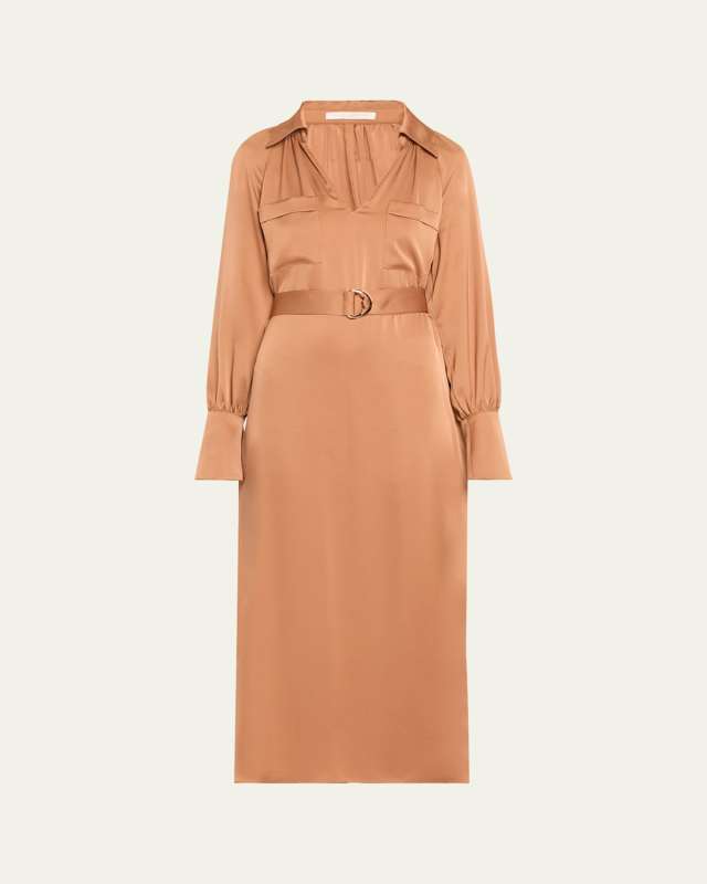 Cecilia Satin Midi Shirtdress