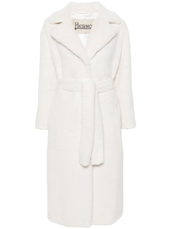 belted faux-fur coat