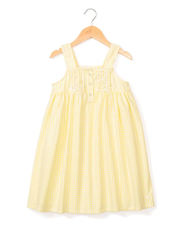 Kid's Charlotte Gingham Ruffle Sleeveless Nightgown, Size 6M-14