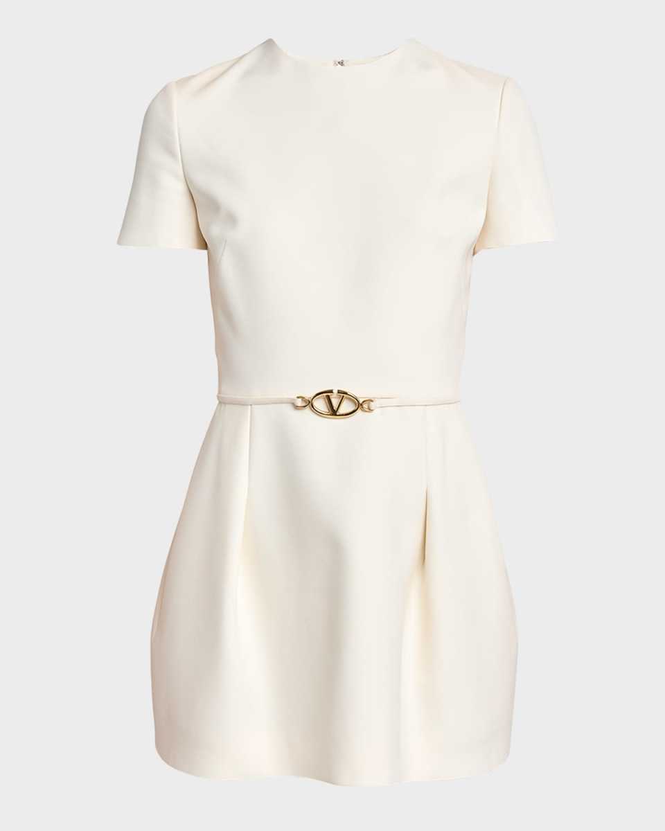 Flared Mini Dress with Logo Belt