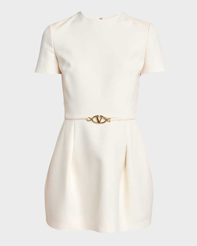 Flared Mini Dress with Logo Belt