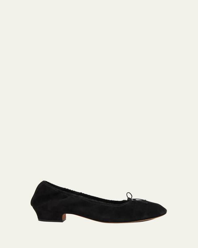 Awar Suede Bow Heeled Ballerina Flats