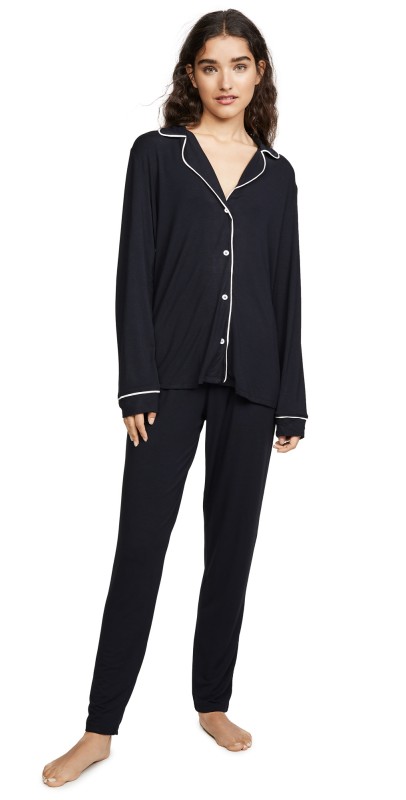 Eberjey Gisele PJ's The Tuxedo PJ Set Black/Sorbet