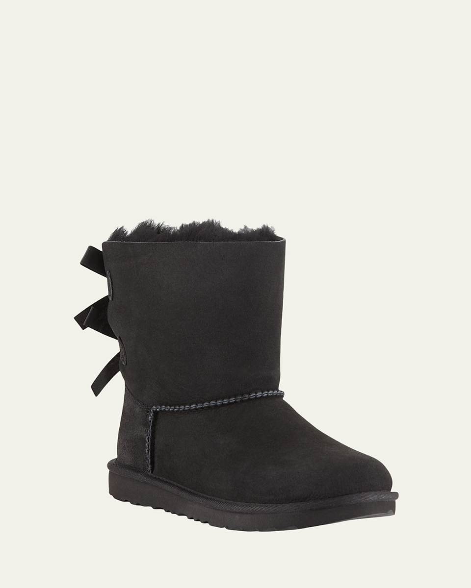 Girl's Bailey Bow II Crisscross Ribbon Suede Boots, Kids
