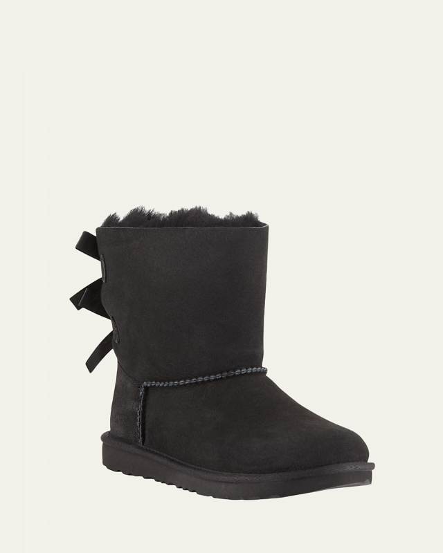 Girl's Bailey Bow II Crisscross Ribbon Suede Boots, Kids