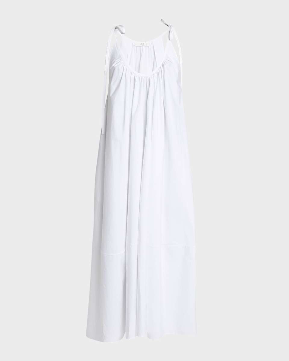 Sleeveless Gathered Maxi Shift Dress