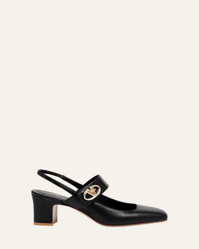 VLogo Medallion Slingback Pumps
