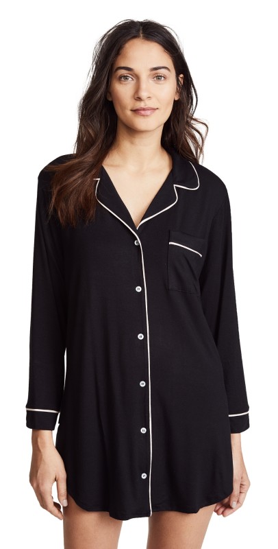 Eberjey Gisele Sleep Shirt Black/Sorbet Pink