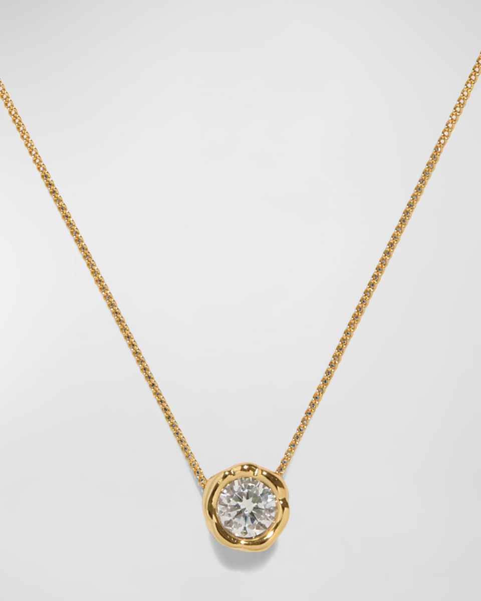 Asterales Gold Molten Cubic Zirconia Solitaire Necklace