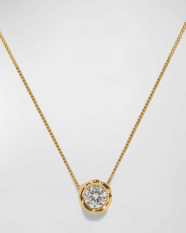 Asterales Gold Molten Cubic Zirconia Solitaire Necklace